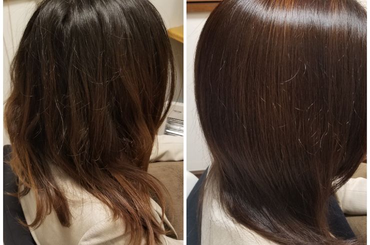 潤いが増すだけでも多少のうねりがまとまる美髪カラー